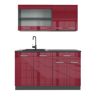 Vicco Cocina Vers&aacute;til R-line, Burdeos Brillo Intenso/antracita, 140 Cm, Et Antracita, Vicco