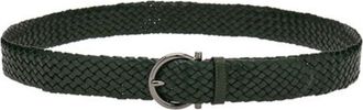 Ferragamo Braided Leather Gancini Fixed Belt, Size 95