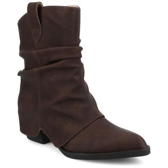 Journee Collection Womens Wynette Medium and Wide Width Western Slouchy Ankle Booties