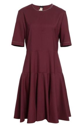 Marni Mending Embroidery Midi Dress in 00R97Dark Burgundy at Nordstrom, Size 10 Us