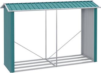 OUTSUNNY Casetilla Para Le&ntilde;a De Acero Galvanizado Le&ntilde;ero Exterior Cobertizo De Almacenamiento De Troncos Con Techo Para Jard&iacute;n Terraza 240x86x160 Cm - Outsunny
