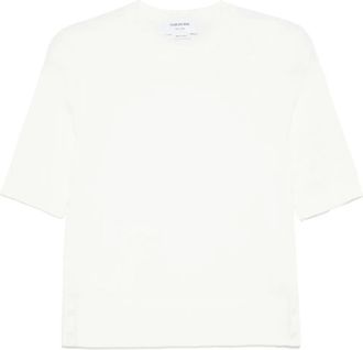 Thom Browne T-shirt con intarsio e dettaglio a 4 righe - Bianco
