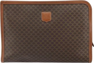Celine Macadam Briefcase Canvas And Leather Brown Canvas Briefcase Bag (Pre-Owned)