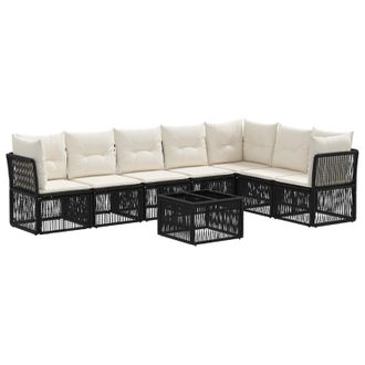vidaXL Conjunto De Sof&aacute;s De Jard&iacute;n 8 Pcs Negro Rat&aacute;n Sint&eacute;tico Vidaxl