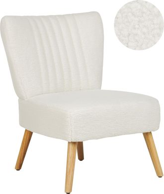 Beliani Beliani - Sill&oacute;n De Estilo Moderno Sin Reposabrazos Tapizado En Bucl&eacute; En Color Blanco Vaasa