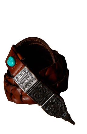 Fortela Tess Woven Leather Belt in Brown at Nordstrom