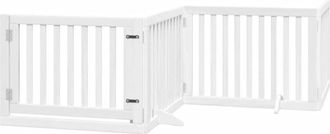 vidaXL Puerta Para Perros Plegable 4 Paneles Madera &Aacute;lamo Blanca 320cm Vidaxl
