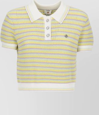 Casablanca striped cotton three button polo short sleeves