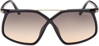 Tom Ford FT103801B Geometric Full Rim Sunglasses - Black