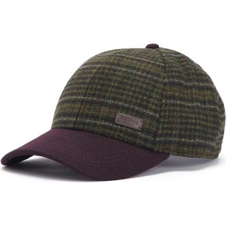 Barbour Clyde Plaid Adjustable Tweed Baseball Cap in Brown/olive Plaid at Nordstrom