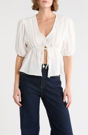 Vigoss V-Neck Peasant Top in White at Nordstrom Rack, Size X-Large