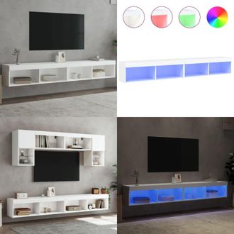 vidaXL Mobili Porta TV con Luci LED 2 pz Bianchi 100x30x30 cm - Luci LED - Design moderno