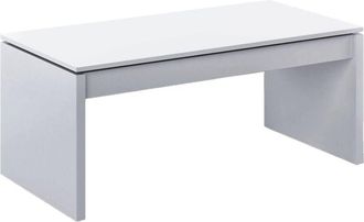 Dmora Mesa De Centro Con Tapa Elevable Y Espacio De Almacenamiento, Color Blanco Brillo, Medidas 102 X 43 X 50 Cm (altura Regulable De 43 A 54 Cm), Con Emba