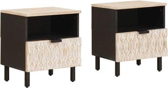 vidaXL Armario De Noche 2 Pcs 40 X 33 X 46 Cm Madera De Mango Maciza Vidaxl