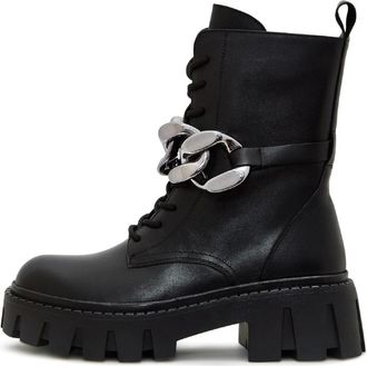 Cesare Gaspari Schoenen, Dames, Zwart, 39 EU, Leer, Chain Impact Combat Boots