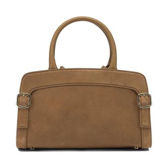 Santoni Suede Top Handle Bag - Dames - Handtassen - Bruin - ONE Size - Su&egrave;de - Tassen