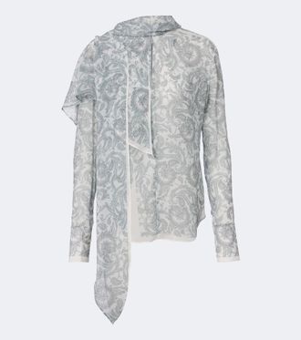 Acne Studios Caped paisley silk cr&ecirc;pe blouse