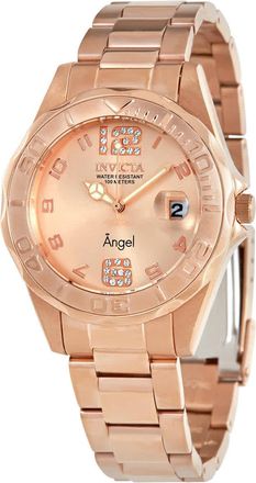 Invicta Angel Quartz Crystal Rose Gold Dial Ladies Watch 28681