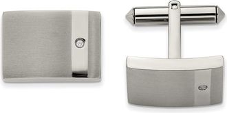 Diamond2Deal Titanium Brushed and Polished with Cubic Zirconia Cufflinks