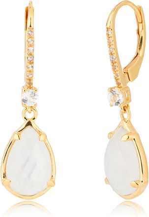 MAX + STONE 18k Gold over Sterling Silver 6.5 Carats Pear Shape Gemstone Dangle Earrings