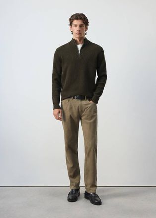 Mango Pullover coste zip kaki - Uomo - S - MANGO MAN