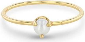 Zo&euml; Chicco White Pearl Stacking Ring in 14K Yellow Gold at Nordstrom, Size 6