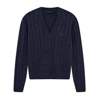 Copenhagen Muse Navy Gebreide Trui met V-Hals - Dames - V-hals truien - Blauw - XS - Truien & Vesten