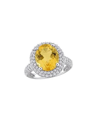 Rina Limor Silver 5.64 ct. tw. Citrine, White Topaz Double Halo Ring