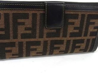 Fendi Black Brown Canvas Leather Wallet (Bi-Fold) (Pre-Owned)