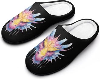 Generic Colorful Dragon Watercolor Funny Mens Cotton Slippers Soft Non-Slip Rubber Sole House Slipper Indoor Outdoor