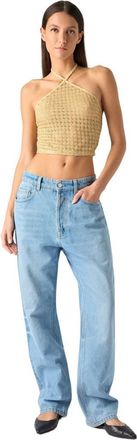 Missoni Top In Lam&eacute; Viscose With Raschel Workmanship And Halter Neckline in Gold at Nordstrom, Size 38 It