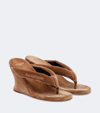 Balenciaga Gaeta velvet wedge thong sandals
