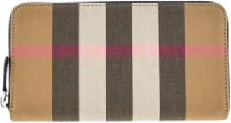 Burberry Geruite Portemonnee met Meerdere Kaartsleuven - Dames - Portefeuilles - Beige - ONE Size - Leer - Accessoires
