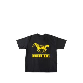 Rhude Tops, Heren, Zwart, 2Xl, Katoen, Racing Crest T-shirt