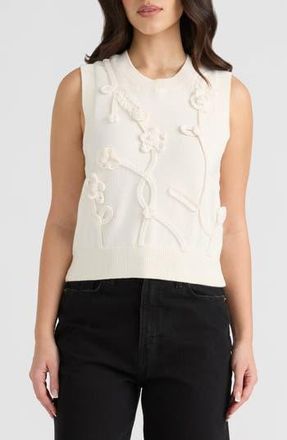 NVLT Sleeveless Floral Appliqu&eacute; Sweater in Marshmallow at Nordstrom Rack, Size X-Large