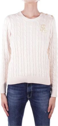 Ralph Lauren Beige Truien - Dames - Ronde hals truien - Beige - XL - Katoen - Truien & Vesten