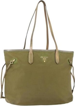 Prada Pre-owned Tote Bags, female, Green, Size: ONE SIZE Pre-owned Vintage Nylon Tote