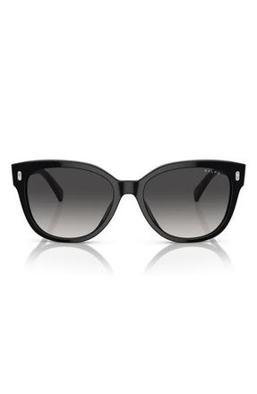 Ralph Lauren RA5305U 56mm Gradient Cat Eye Sunglasses in Shiny Black/gradient Grey at Nordstrom