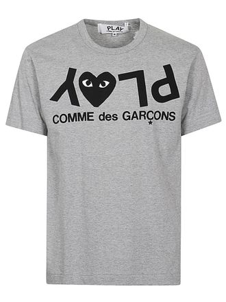 Comme Des Gar&ccedil;ons Grey Heart-embroidered Cotton T-shirt