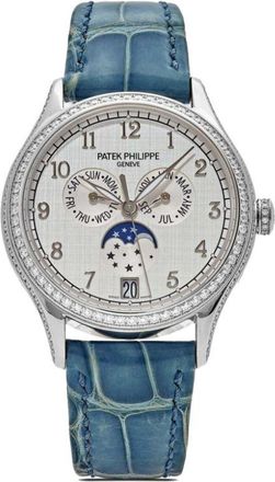 Patek Philippe 2022 pre-owned Complications 38mm - unisex - Leather/White Gold - One Size - Silver