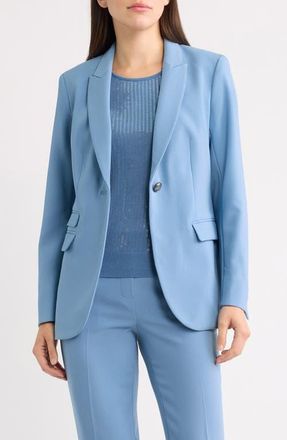 Anne Klein Triple Pocket One-Button Blazer in Dutch Blue at Nordstrom, Size 10