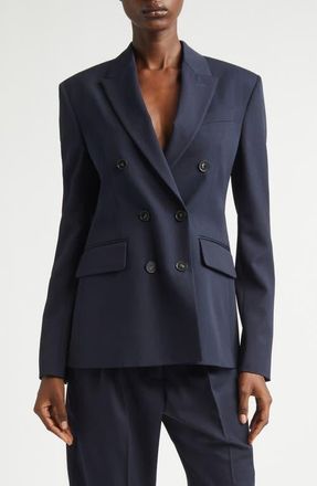 Stella McCartney Classic Double Breasted Wool Jacket in 4101 - Ink at Nordstrom, Size 10 Us