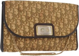 Dior Pre-owned Clutches, female, Brown, Size: ONE SIZE Pre-owned Trotter Canvas Shoulder Bag