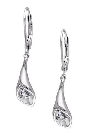 Delmar Sterling Silver Diamond Tulip Dangle Earrings - 0.02 ctw at Nordstrom Rack