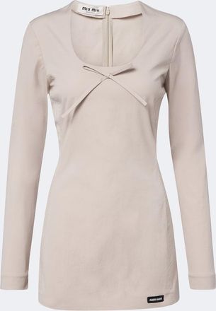 Miu Miu Bow-detail cotton-blend poplin minidress