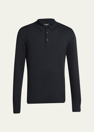 Ermenegildo Zegna Mens Cotton Long-Sleeve Polo Shirt