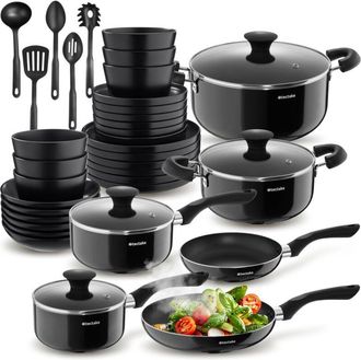 TecTake Set cucina 6 persone con piatti e 39 pentole
