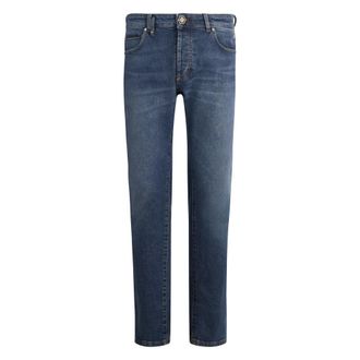Philipp Plein Slim-fit Jeans, male, Blue, Size: W36 Super Straight Cut Jeans Basic
