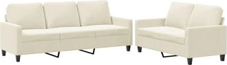 vidaXL Vidaxl - Juego De Sof&aacute;s Con Cojines 2 Piezas Terciopelo Crema