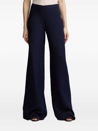 Ralph Lauren Collection Wide-Leg Trousers - women - Linen/Flax - 6 - Blue
